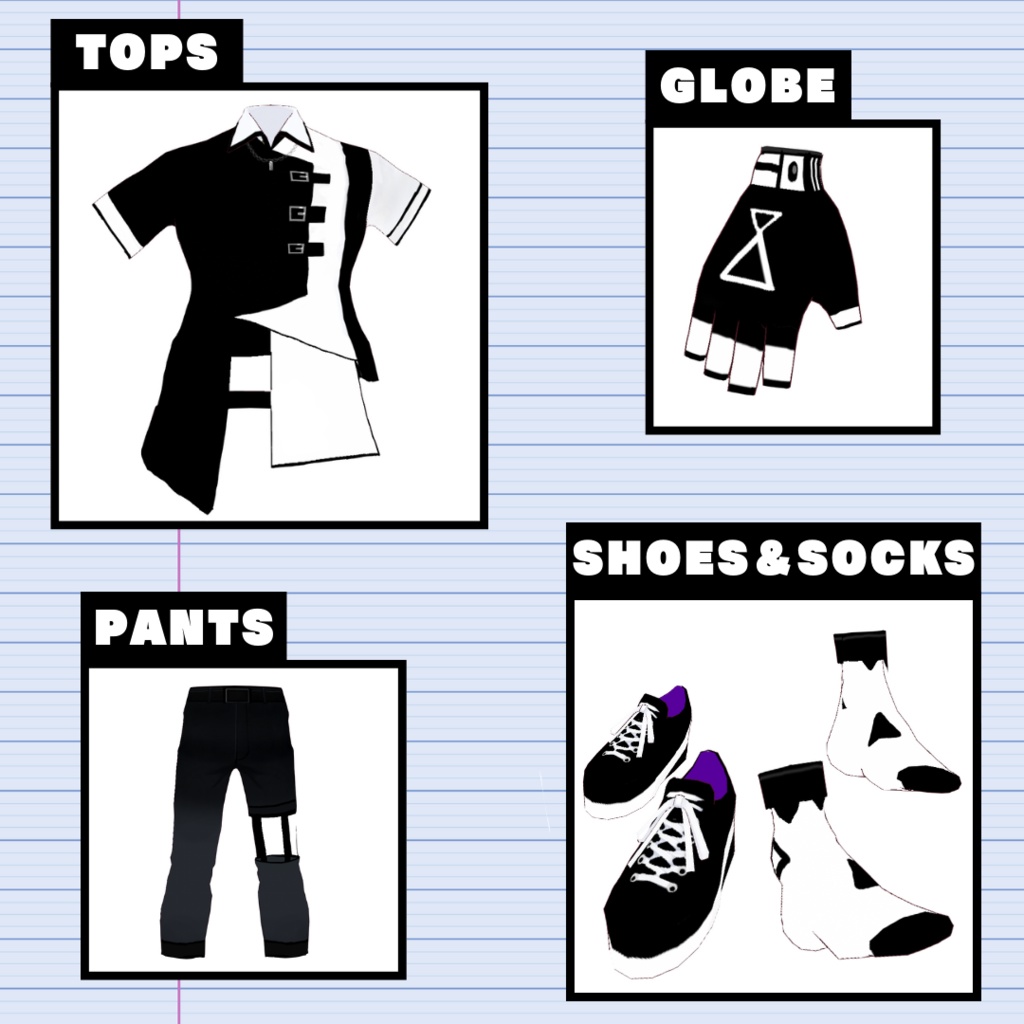 【VRoid】シャツセット/shirt&pants/5点SET/色変更可