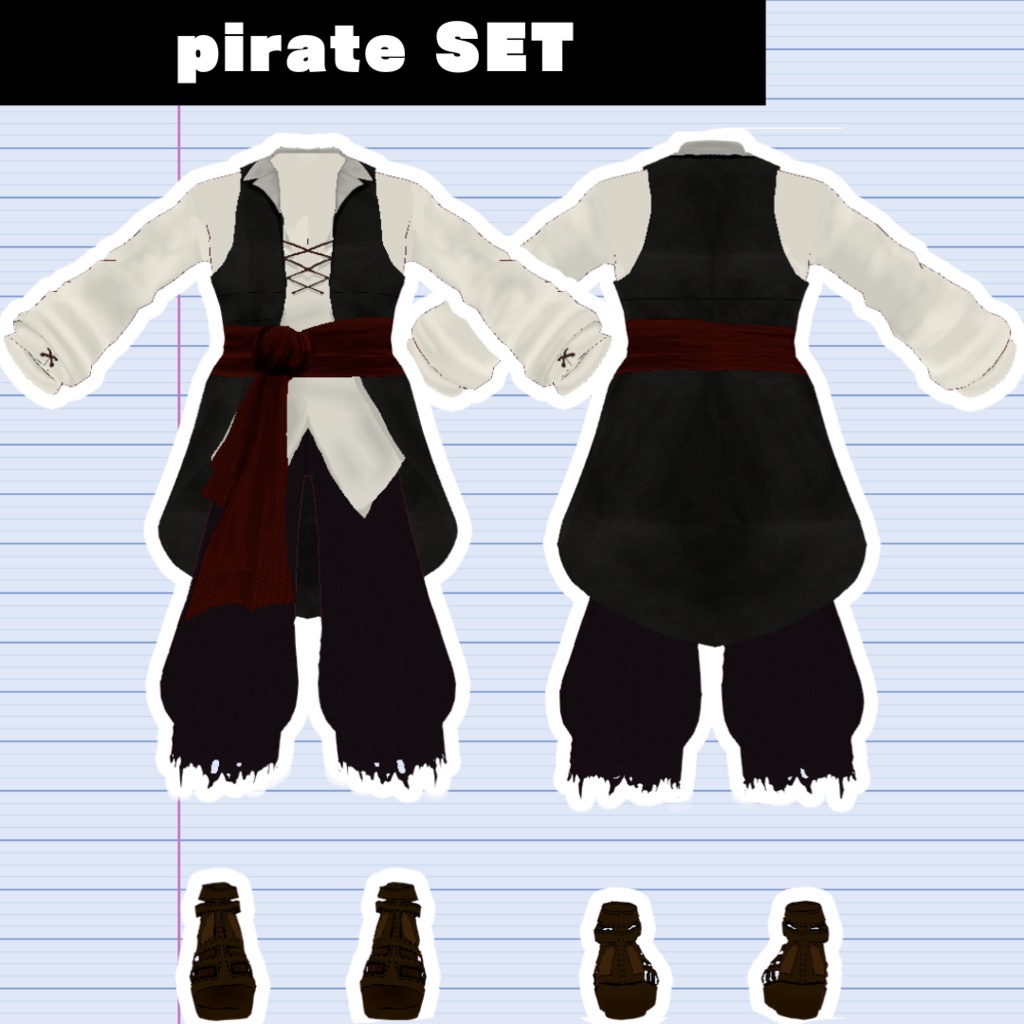 海賊／村人衣装／pirate 5点SET【VRoid】色変更可