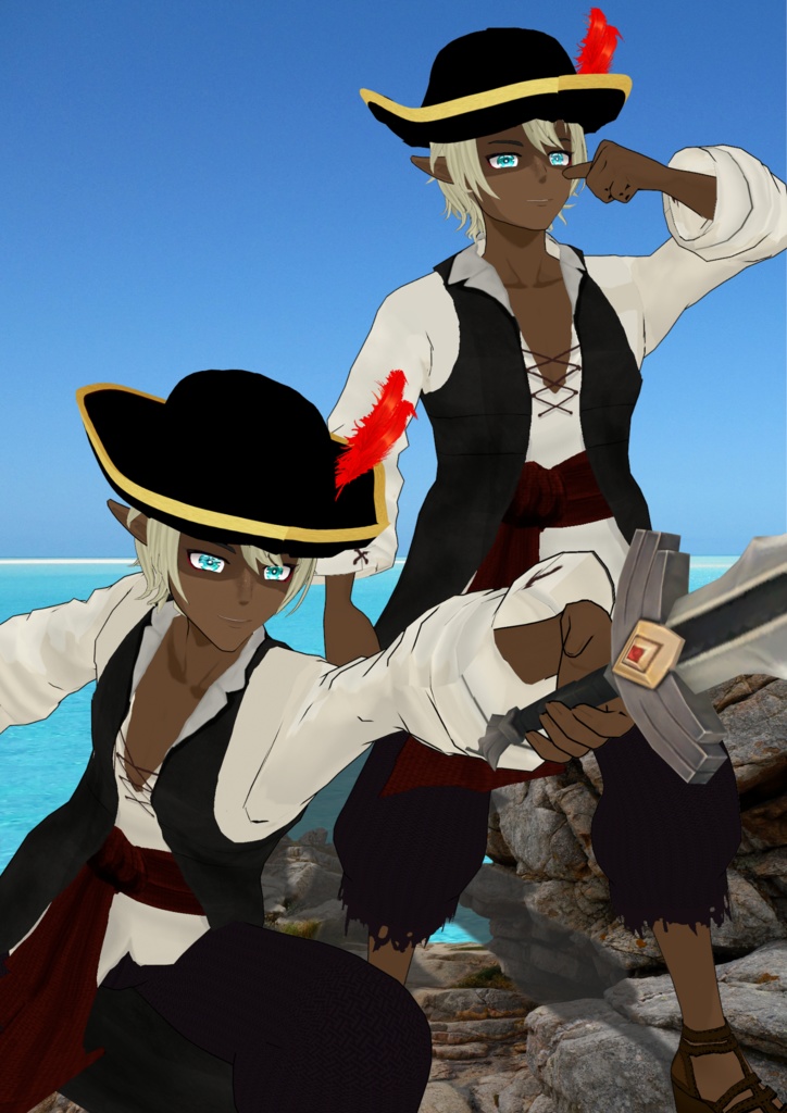 【VRoid】海賊/村人衣装/pirate 5点SET/色変更可