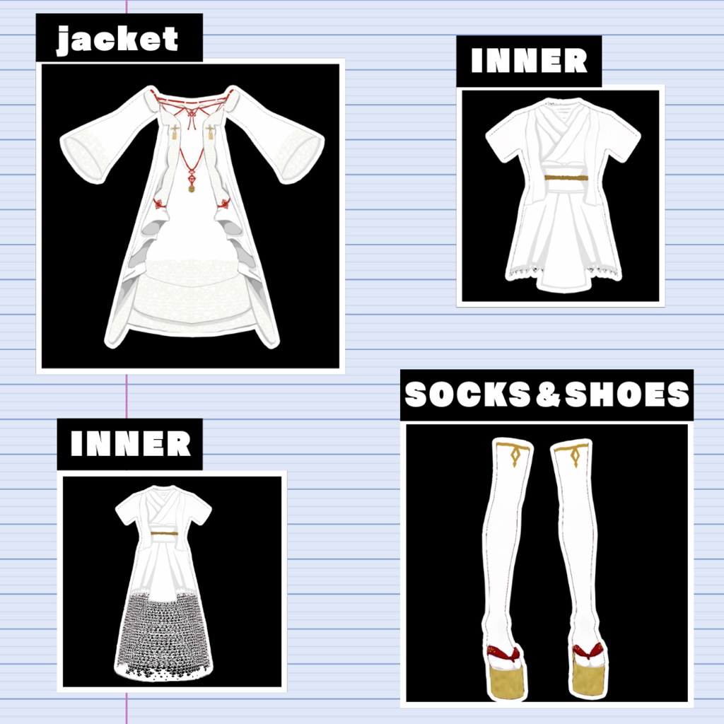 【VRoid】白無垢/6点SET/White KIMONO SET