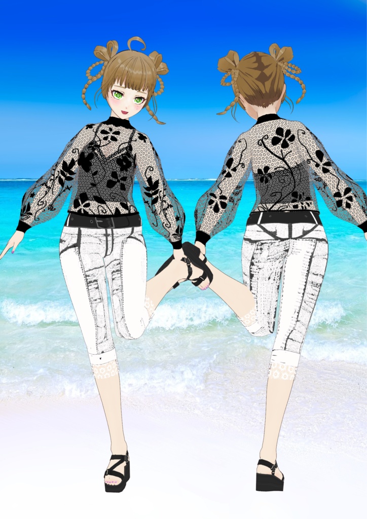 【VRoid】三つ編みツインテ ヘアプリセット/Braided twin tails/hair preset