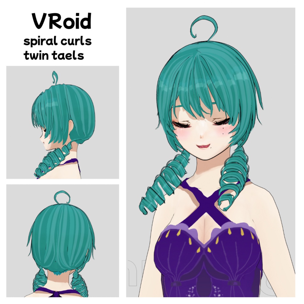 【VRoid】縦ロールツインテ ヘアプリセット/spiral curls twin taels/hair preset