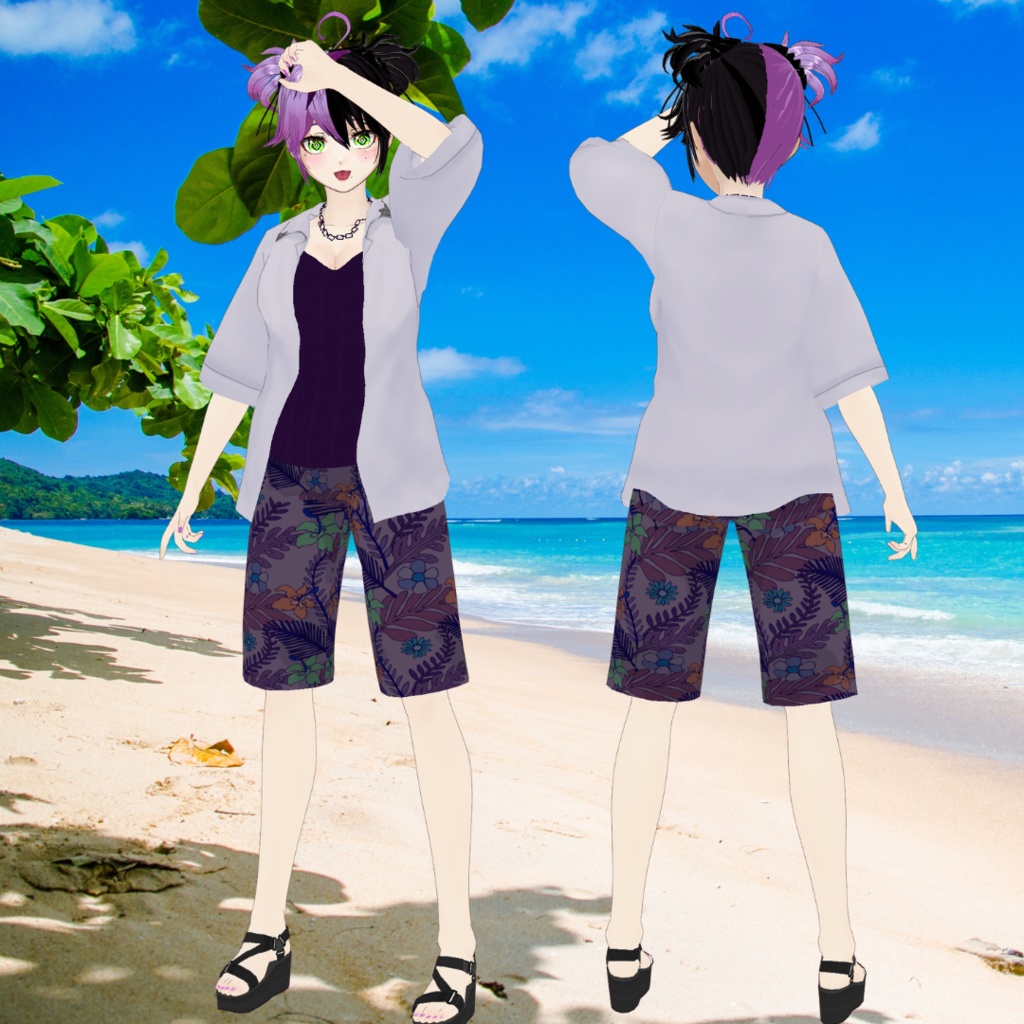 【VRoid】アロハセット/ALOHA Pants/men's swimwear【テクスチャ付】