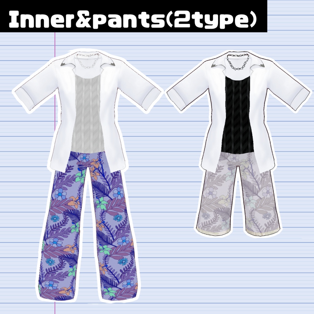 【VRoid】アロハセット/ALOHA Pants/men's swimwear【テクスチャ付】