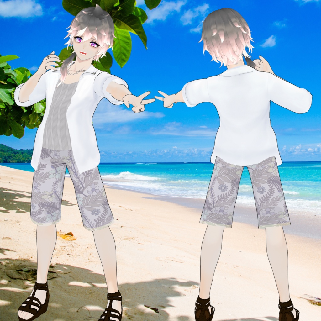 【VRoid】アロハセット/ALOHA Pants/men's swimwear【テクスチャ付】