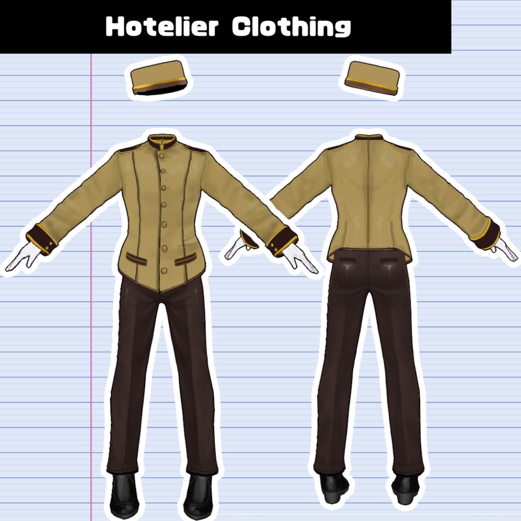 【VRoid】Hotelier Clothing/ホテルマン衣装5点SET