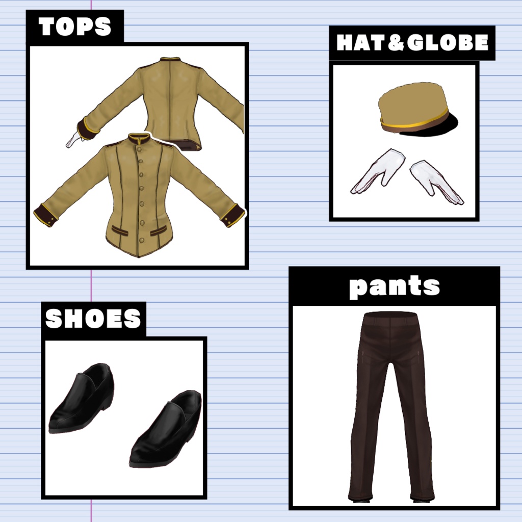 【VRoid】Hotelier Clothing/ホテルマン衣装5点SET