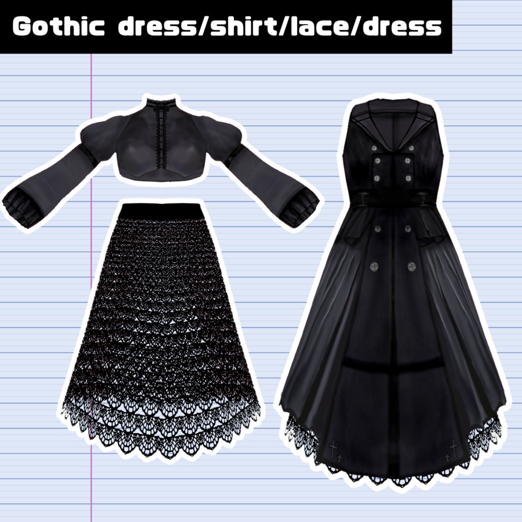 【VRoid】ゴシックドレス/Gothic dress/5点SET