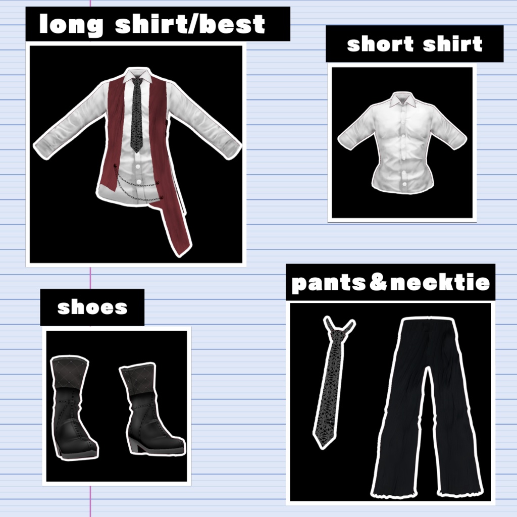 【VRoid】シャツセット/Shirt SET/男女兼用