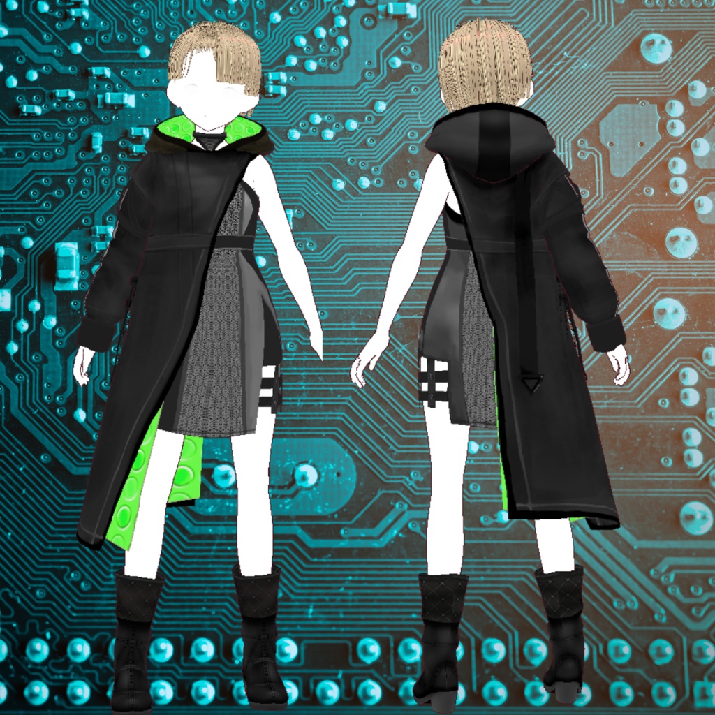 【VRoid】サイバーパンクコート/cyberpunk coat(5色)