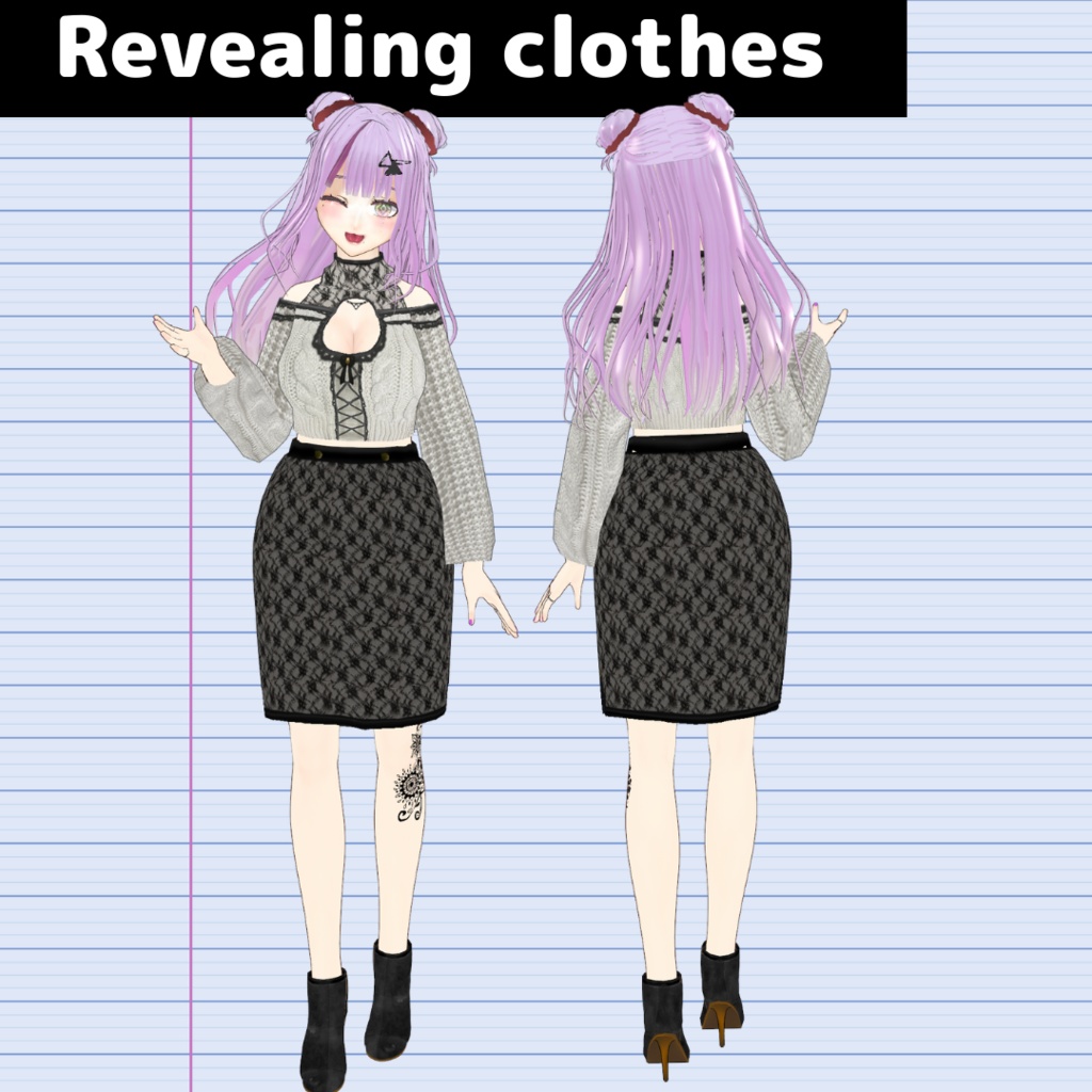 【VRoid】胸あきニット/Revealing clothes/Knit