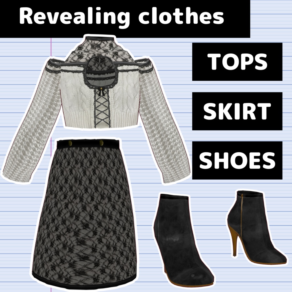 【VRoid】胸あきニット/Revealing clothes/Knit