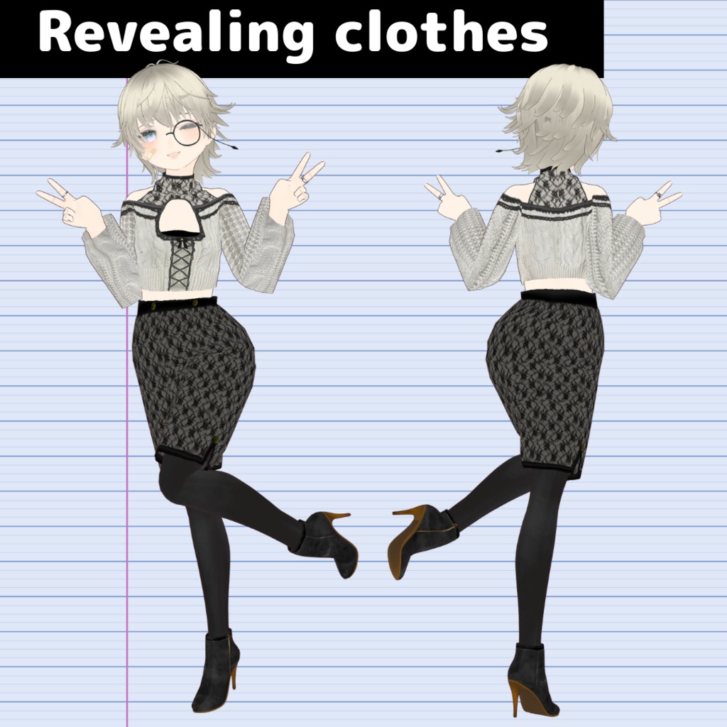 【VRoid】胸あきニット/Revealing clothes/Knit