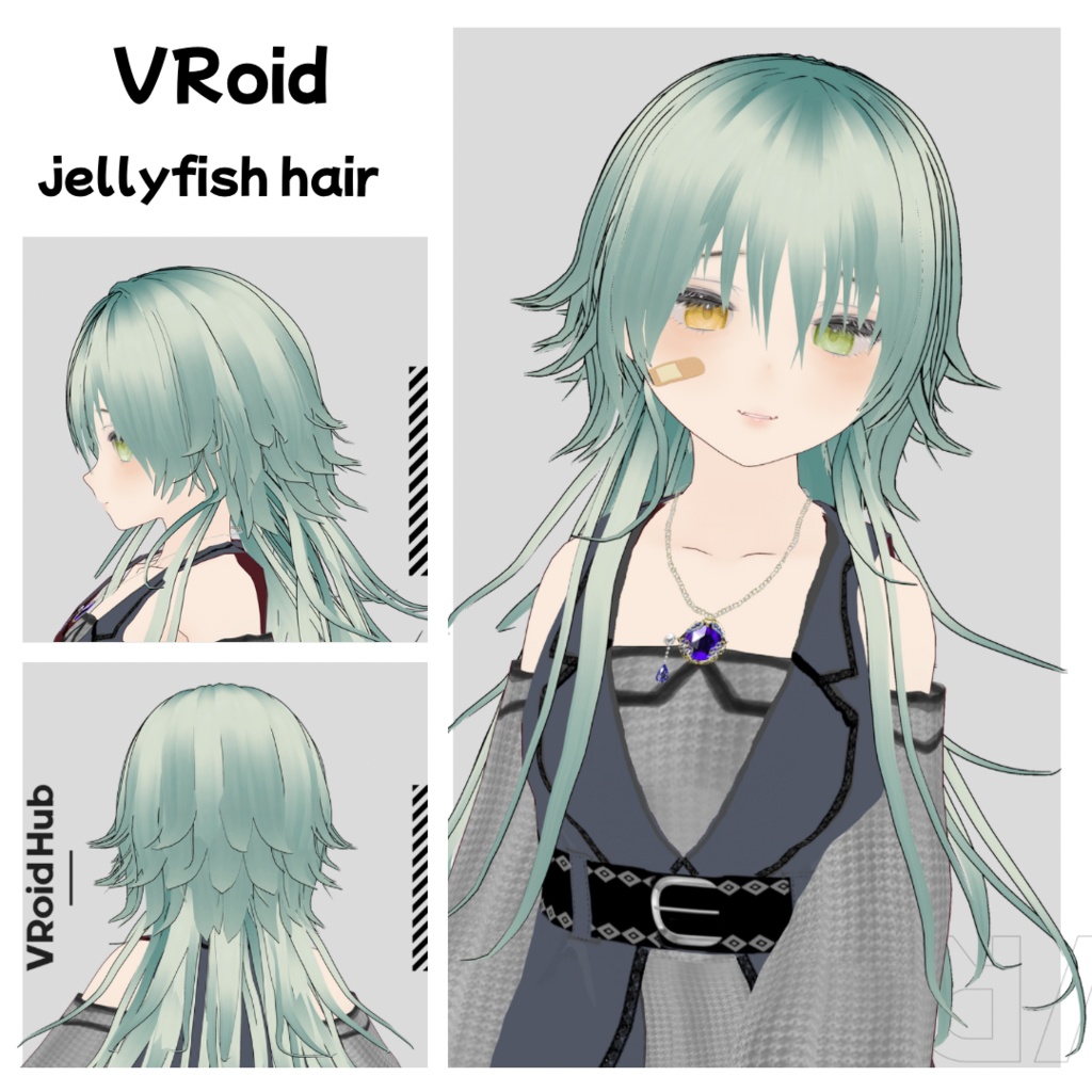 【VRoid】外ハネくらげヘアー ヘアプリセット/jellyfish hair/hair preset