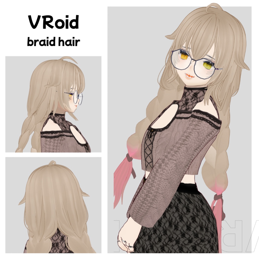 【VRoid 】みつあみ ヘアプリセット/braid hair/hair preset