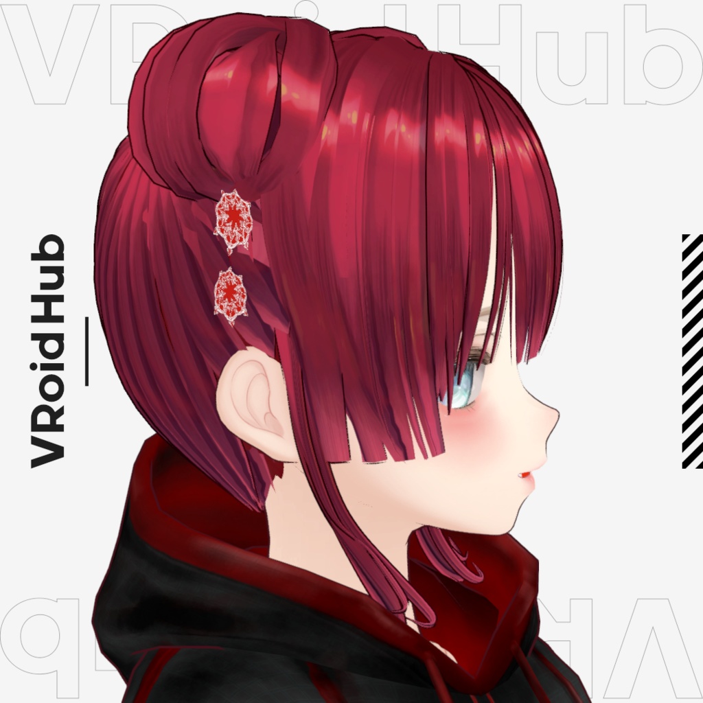 【VRoid】お団子ヘアA ヘアプリセット/bun hair A/Girl hairstyle hair preset