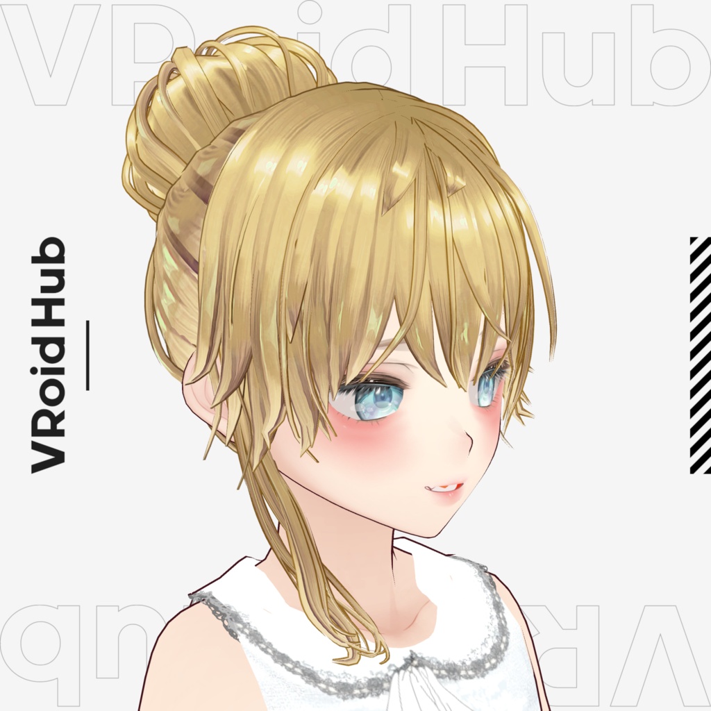 【VRoid】お団子ヘアB ヘアプリセット/bun hair B/Girl hairstyle hair preset