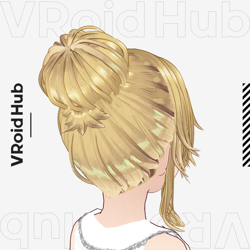 【VRoid】お団子ヘアB ヘアプリセット/bun hair B/Girl hairstyle hair preset