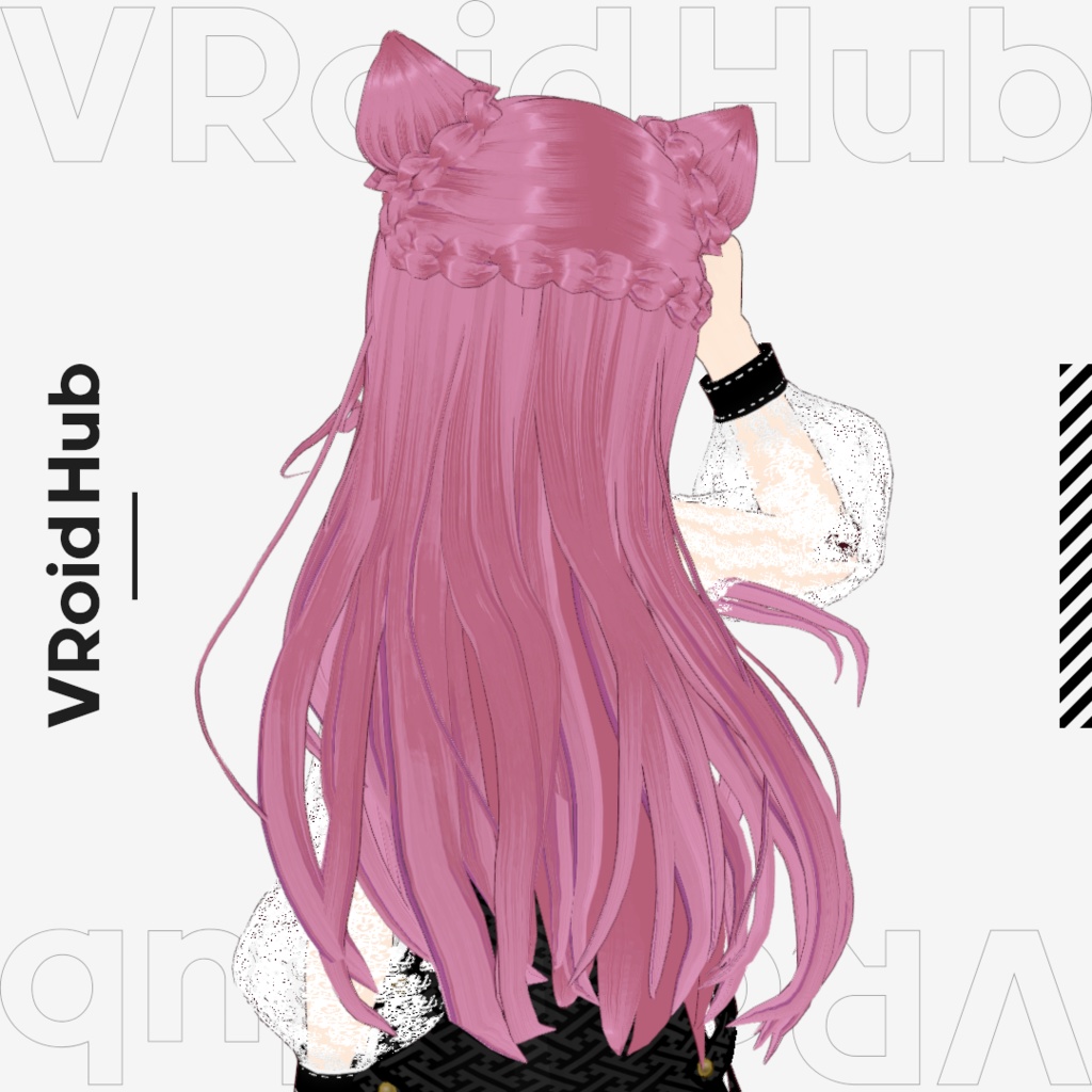 【VRoid】キャット ヘアプリセット/Cat hair/Wavy hair / Girl hairstyle hair preset
