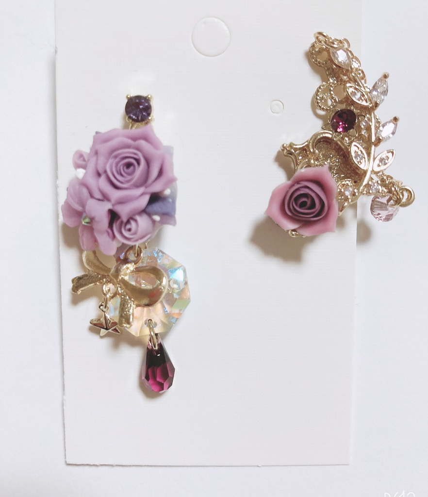 片道充電　ハンドメイド　ピアス　イヤーカフ　スワロフスキー