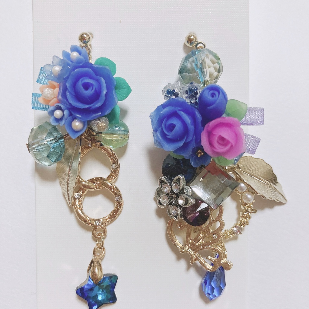 初夏のヴェール　ハンドメイド　ピアス　スワロフスキー