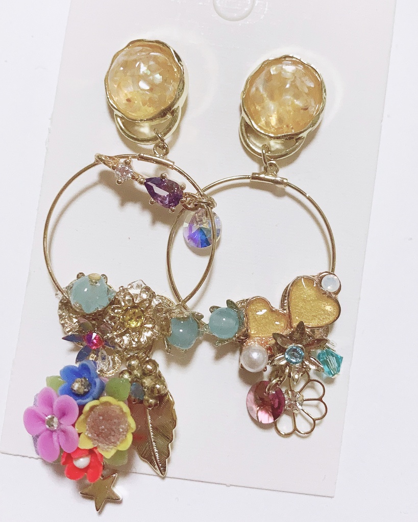 Romantic Flower ハンドメイド　ピアス　スワロフスキー