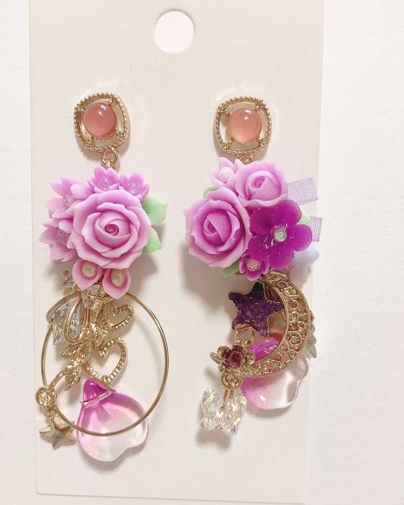 (天然石使用) cantabile ハンドメイド  スワロフスキー　ピアス