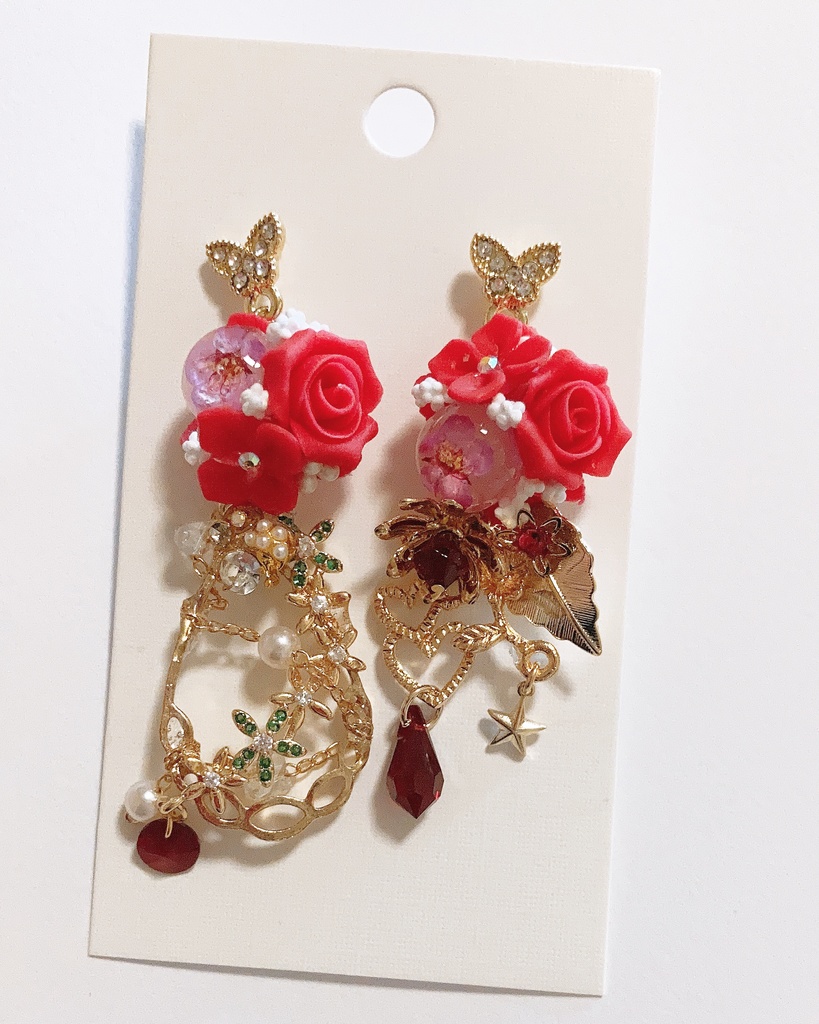 アプリコットフィズ ハンドメイド  スワロフスキー　ピアス