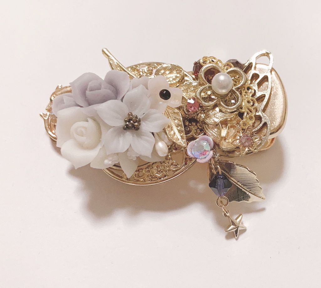 nuance color ハンドメイド　スワロフスキー　ヘアクリップ