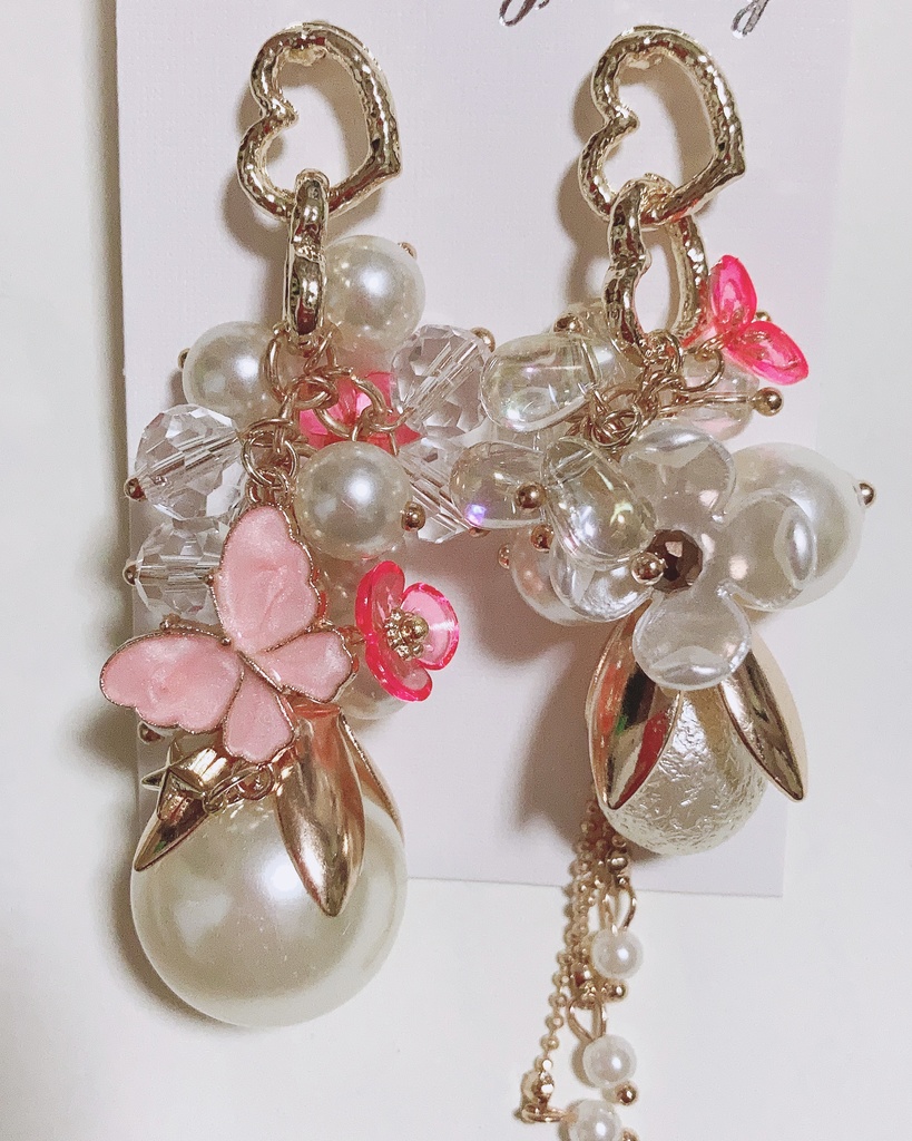 キミ色カラー　ハンドメイドピアス　しゃぼんピアス　パールピアス