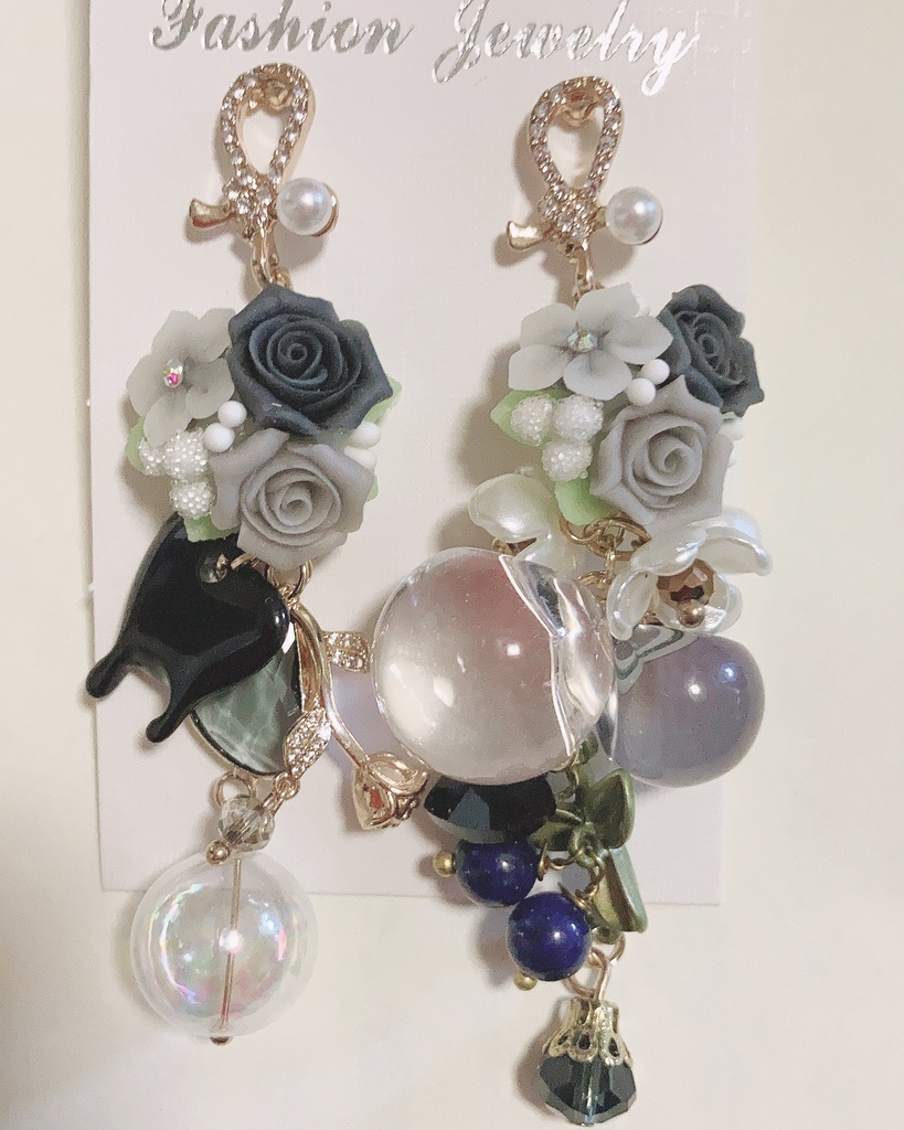 Serenity flower  薔薇ピアス しゃぼんピアス ガラスピアス