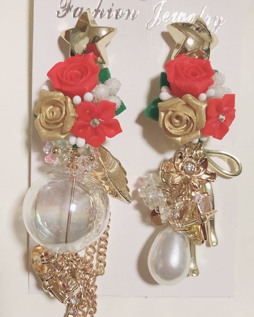 堕罪バブル　薔薇ピアス　ファルファーレピアス　大ぶりピアス