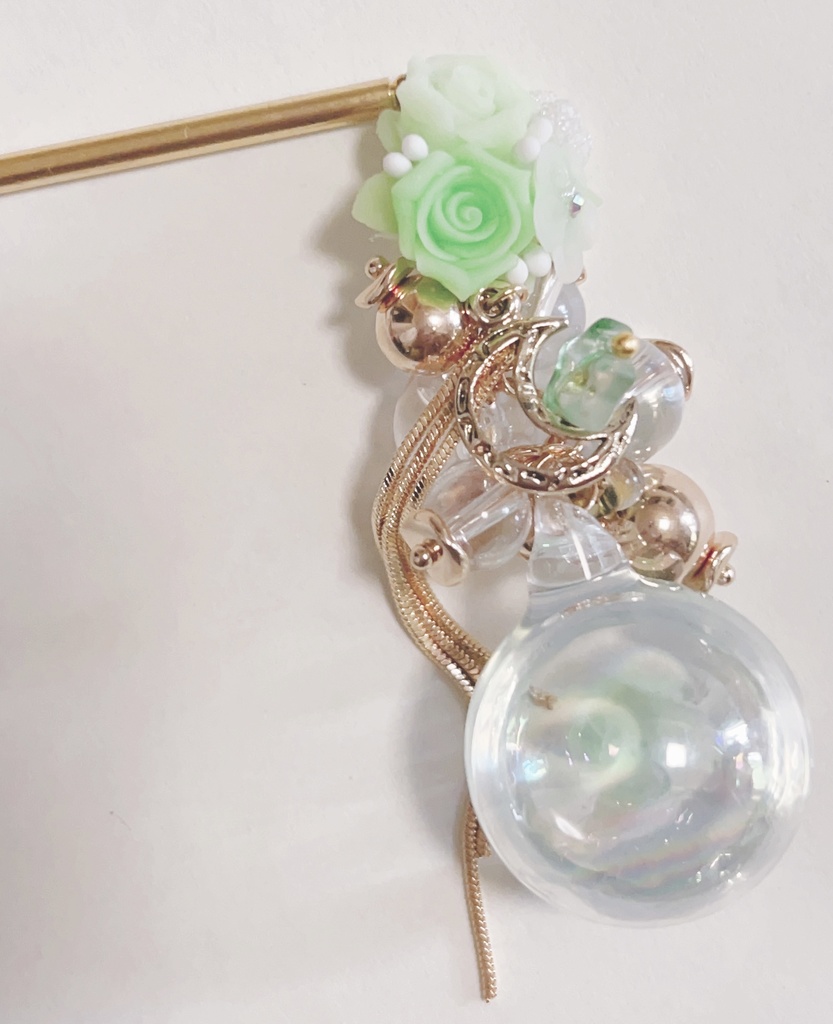 溢れる気持ち　薔薇のかんざし　水入り簪　ジャラジャラかんざし