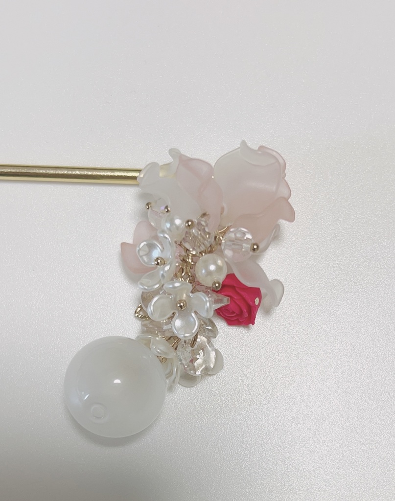 甘香ばしい　薔薇アクセ　ヘアアクセサリー　簪　ハンドメイド　かんざし　
