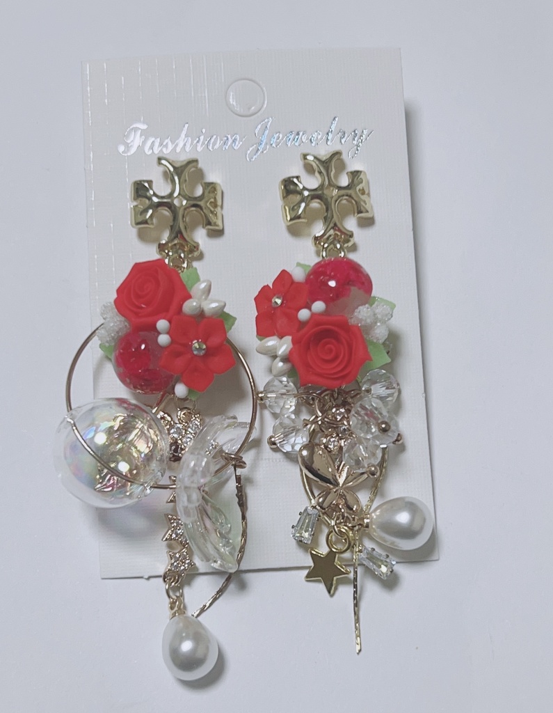 One day We will be 薔薇ピアス　ロングピアス　ハンドメイド