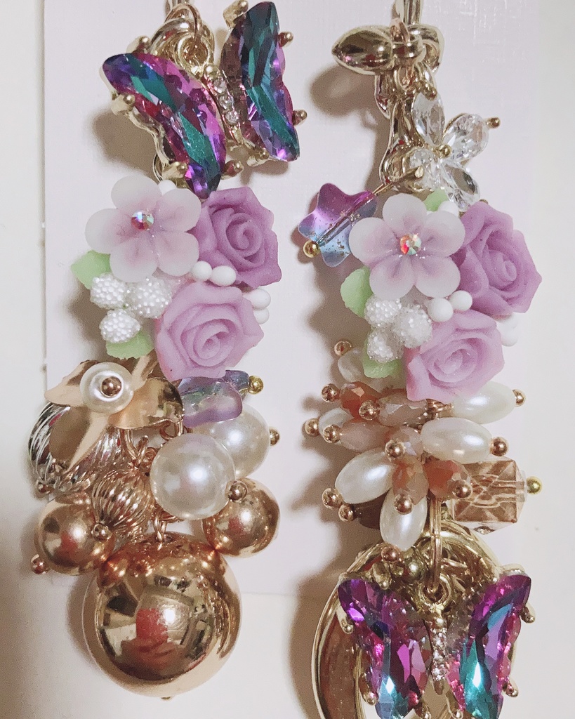 請うて許しを　薔薇ピアス　ハンドメイド　ピアス　幻想的ピアス　ロングピアス