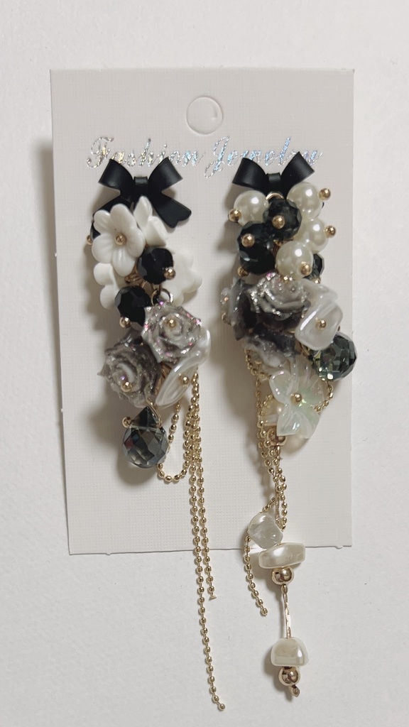 11thAnnivST ハンドメイドピアス　薔薇ピアス　ロングピアス　ゆめかわ
