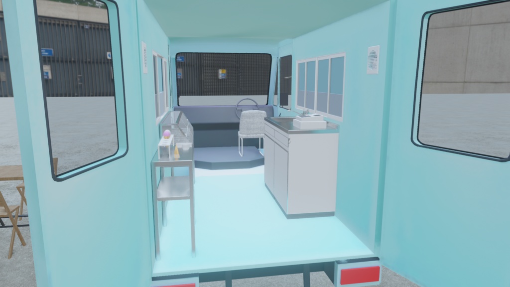 キッチンカー アイスクリーム 配達トラック 3Dモデル VRChat