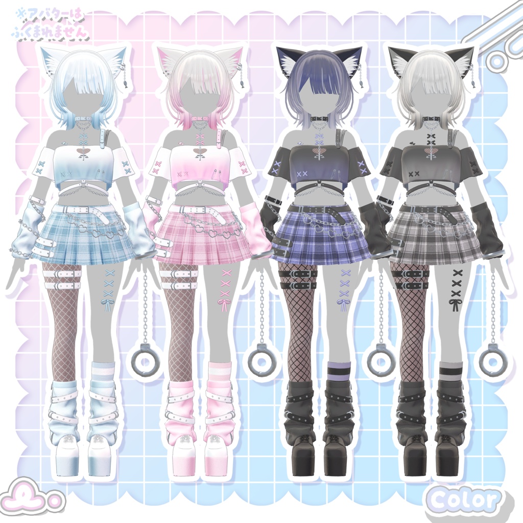 3Dmodel【Costume&Hair】YumeyamiKawaiiPunkSet