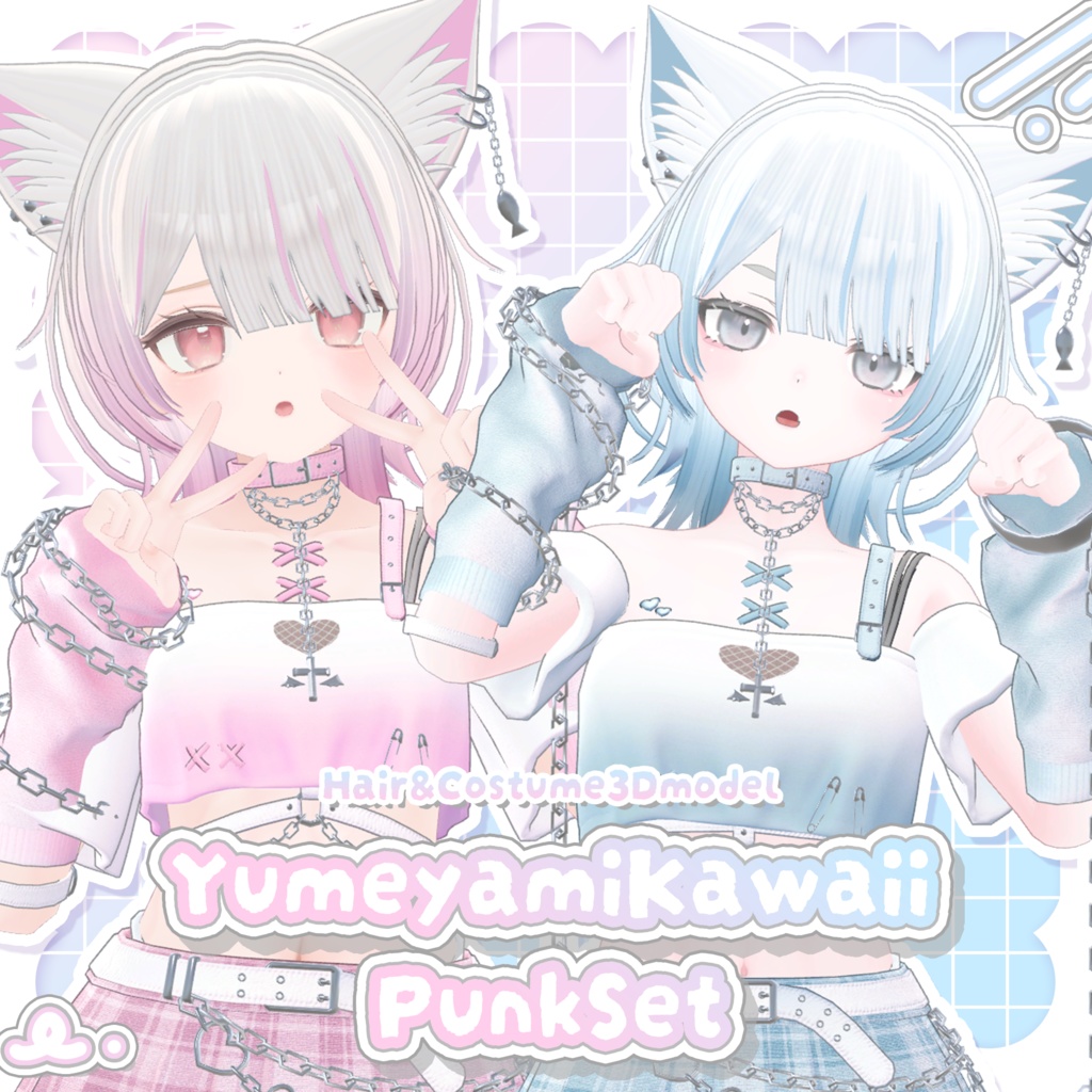 3Dmodel【Costume&Hair】YumeyamiKawaiiPunkSet