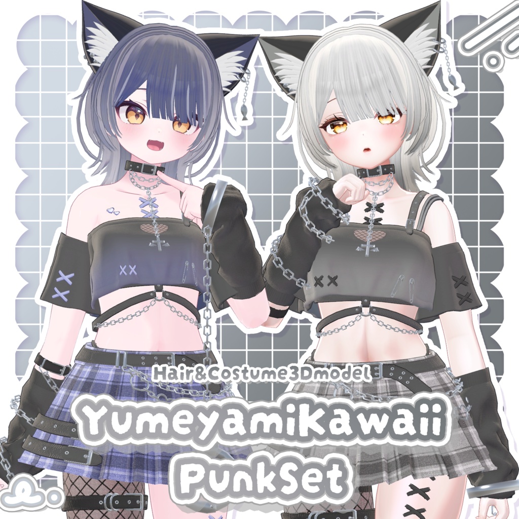 3Dmodel【Costume&Hair】YumeyamiKawaiiPunkSet