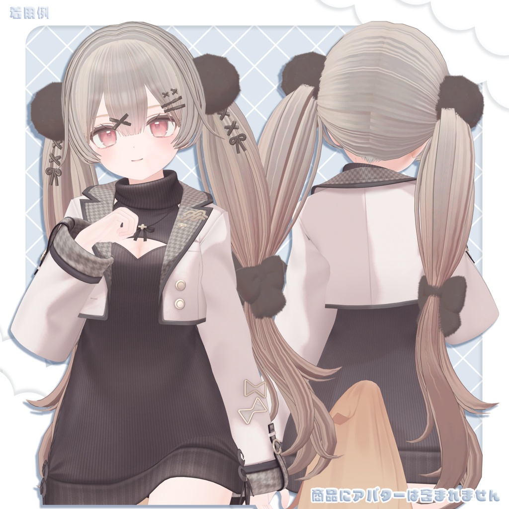 【Hair3Dmodel】3Dモデルゆるふわりぼんのツインテール YuruFuwaRibbonTwin