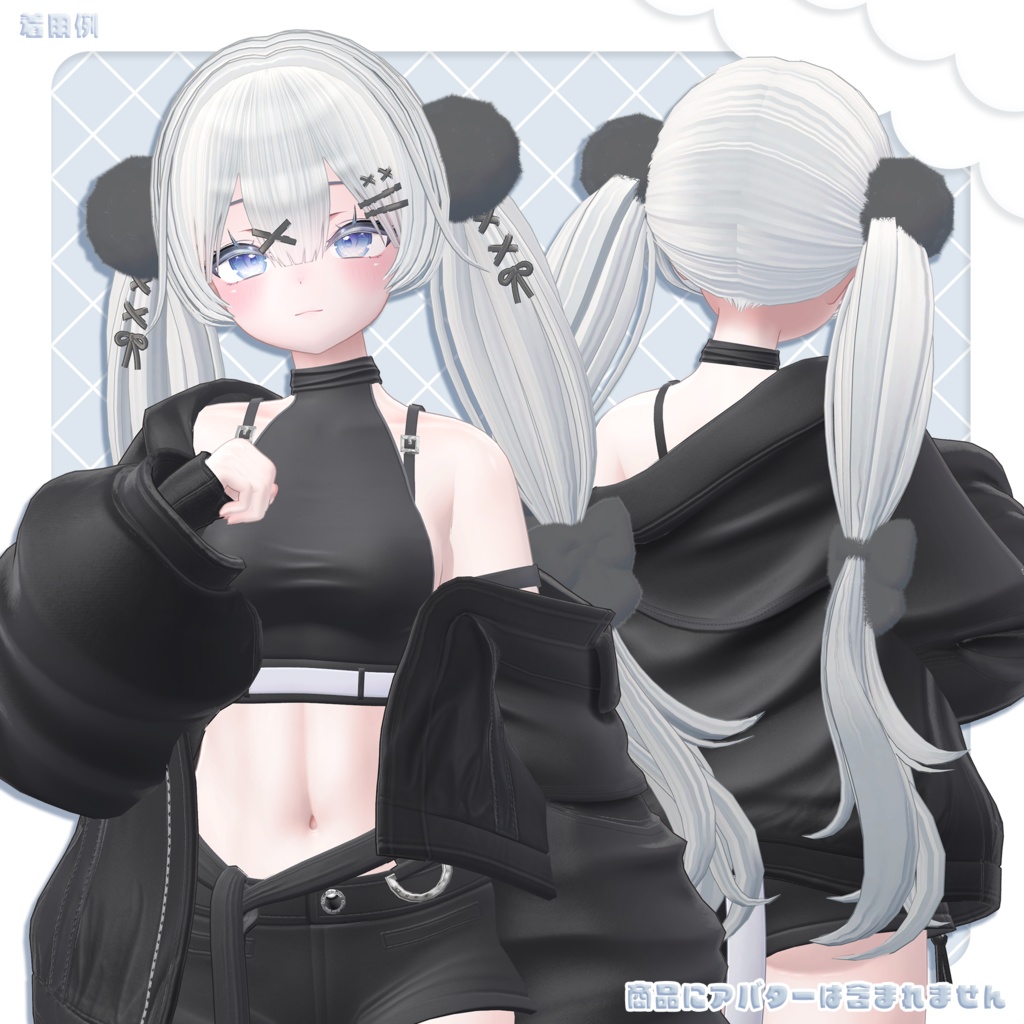 【Hair3Dmodel】3Dモデルゆるふわりぼんのツインテール YuruFuwaRibbonTwin