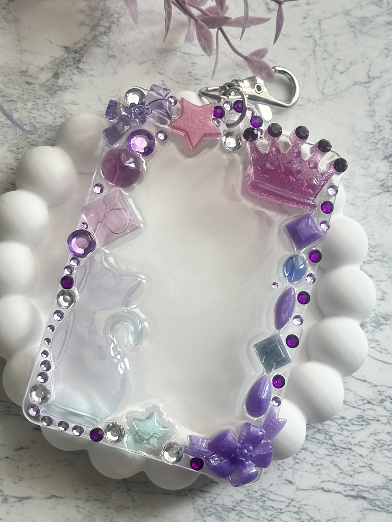 ♡限定1点♡レジン硬質トレカケース【ネコ 春の藤】