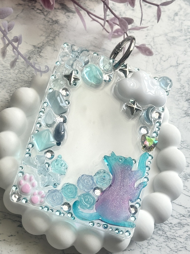 ♡限定1点♡レジン硬質トレカケース【ネコ梅雨】