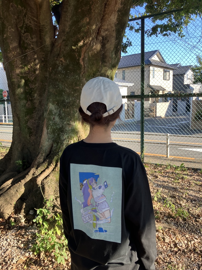 Tsuki ロングスリーブTシャツ(黒)背面印刷