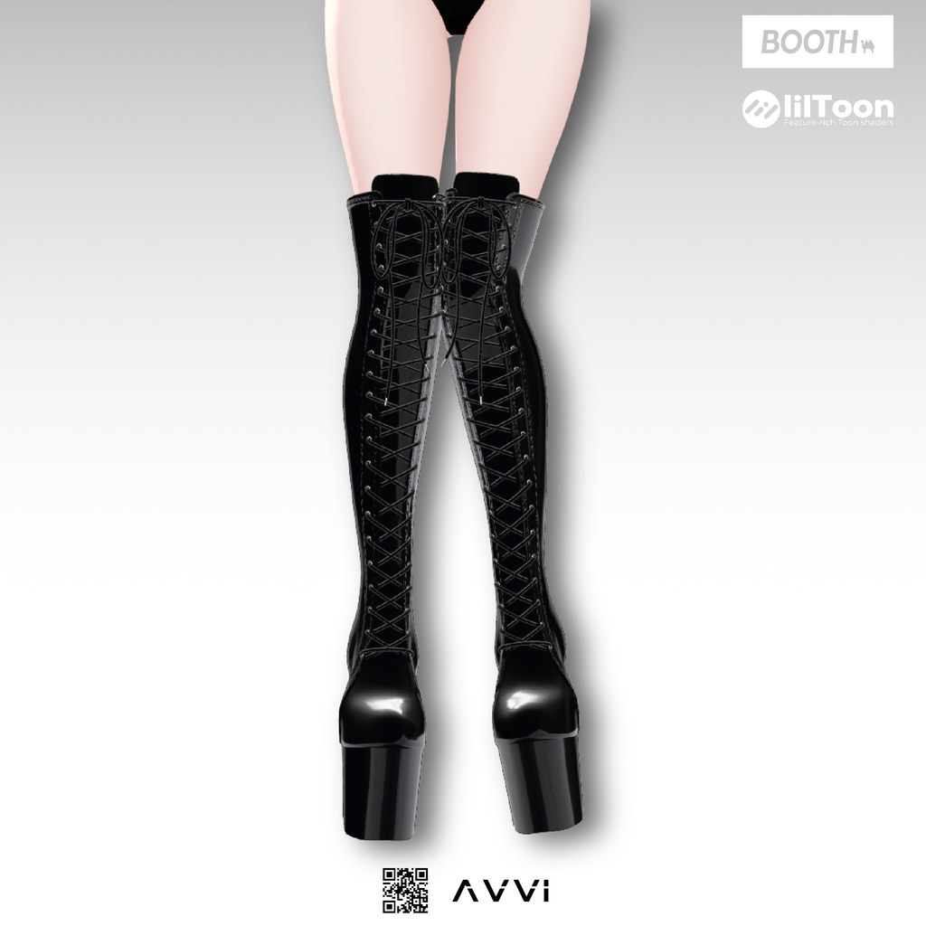 【9アバター対応】 AVVI ラバーサイハイブーツ