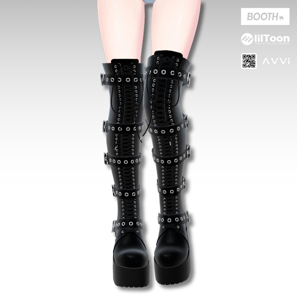【11アバター対応】 AVVI レースアップ厚底サイハイブーツ