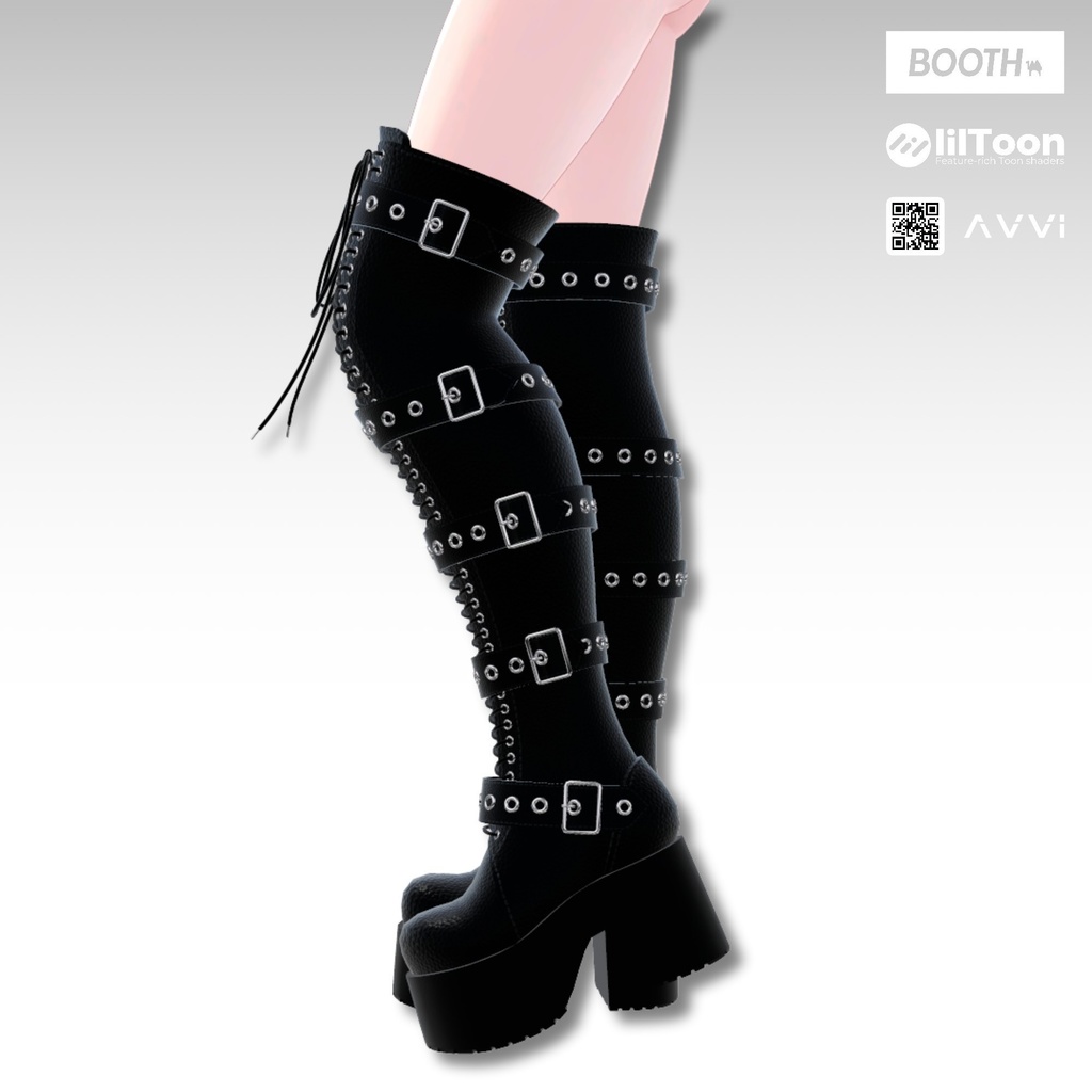 【11アバター対応】 AVVI レースアップ厚底サイハイブーツ