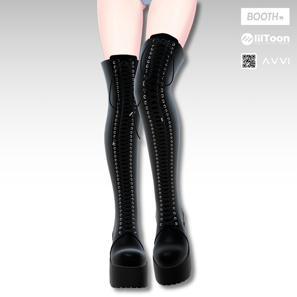 【11アバター対応】 AVVI レースアップ厚底サイハイブーツ